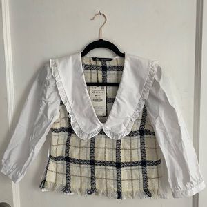 Plaid tweet blouse